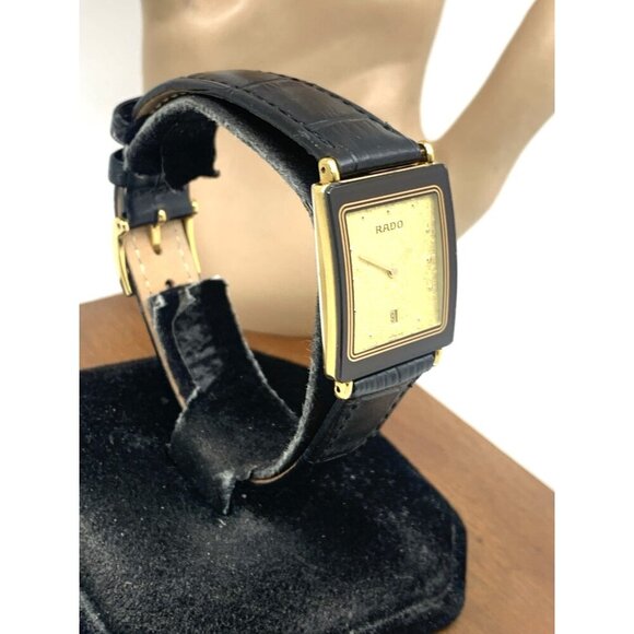 Rado Women\'s Watch 160.0381.3 Diastar Swiss Quartz Gold Black Leather Tank 24mm main image 12